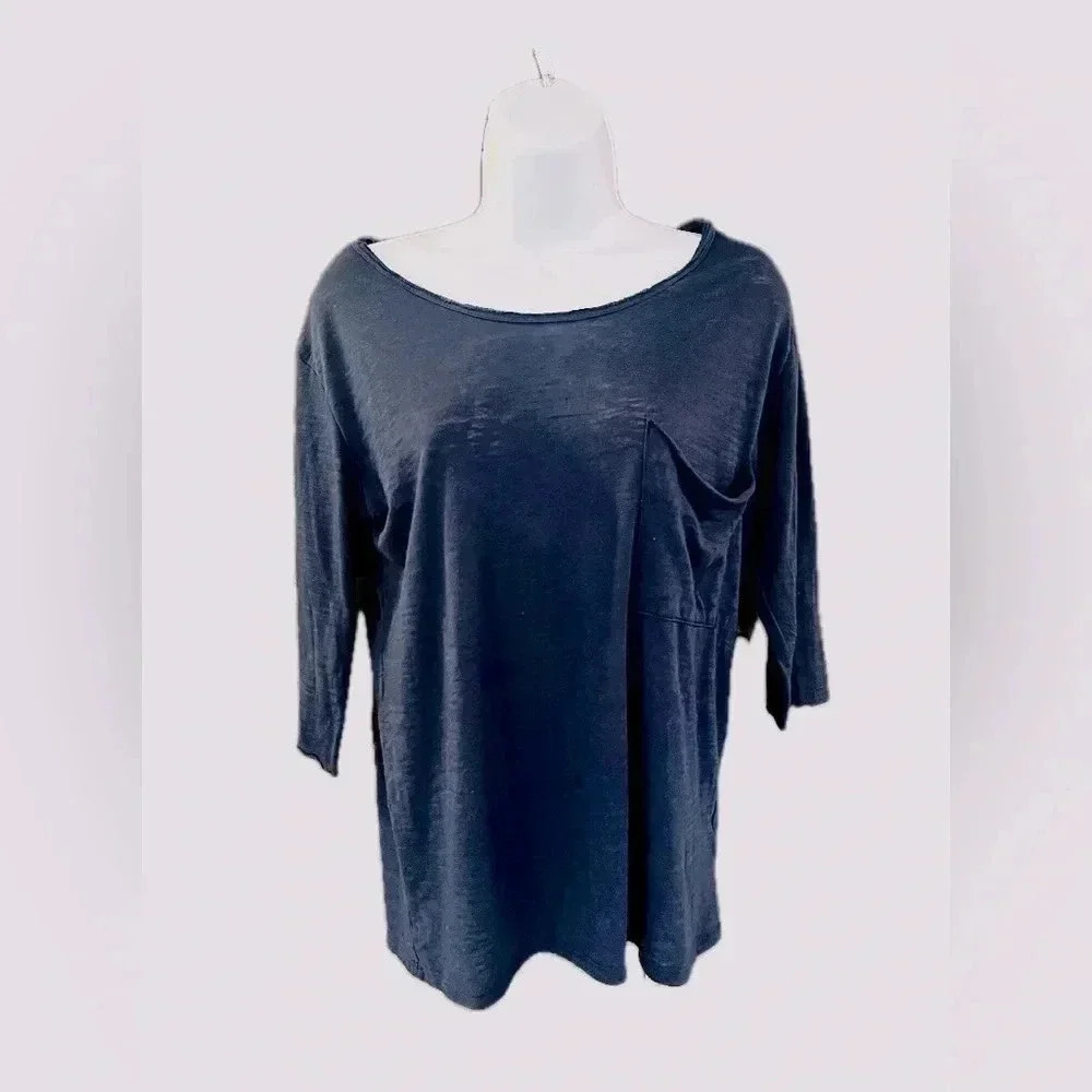 Nation LTD oversized xs navy top boxy boho indie core